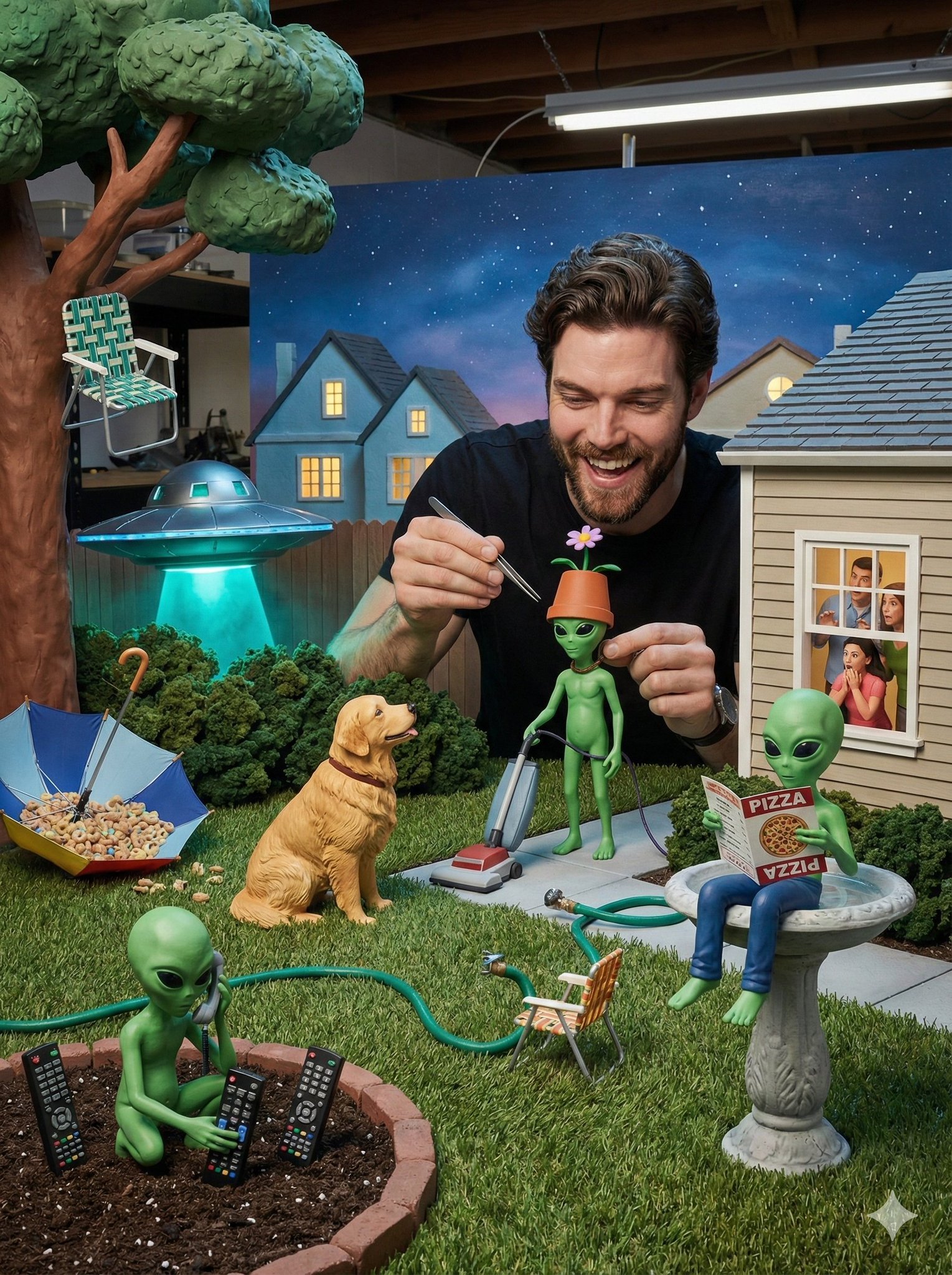 Confused Alien Backyard Diorama
